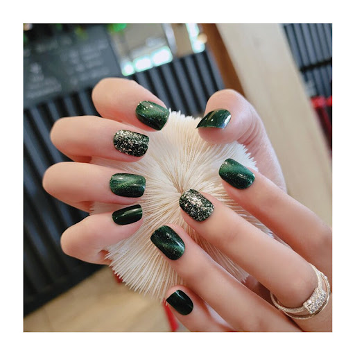 Title 5, Cat Eye Detachable Nail Patch Emerald Sparkling...