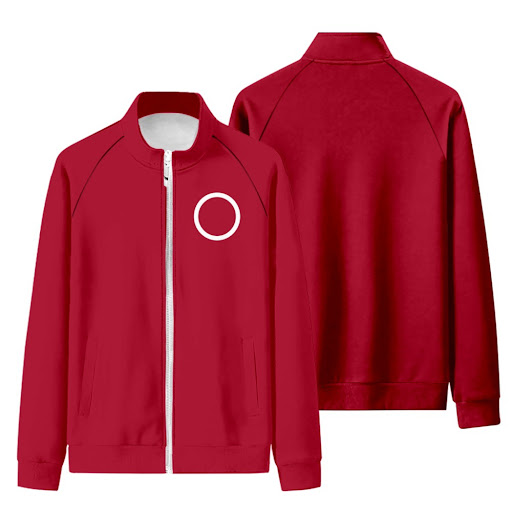 Title 4, Red Sportswear Autumn Stand-up Collar Zipper Sw...