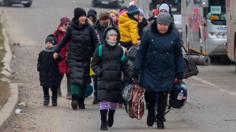 Refugees arriving at the Polish border