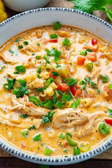 Creamy Parmesan Cajun Chicken Pasta Soup