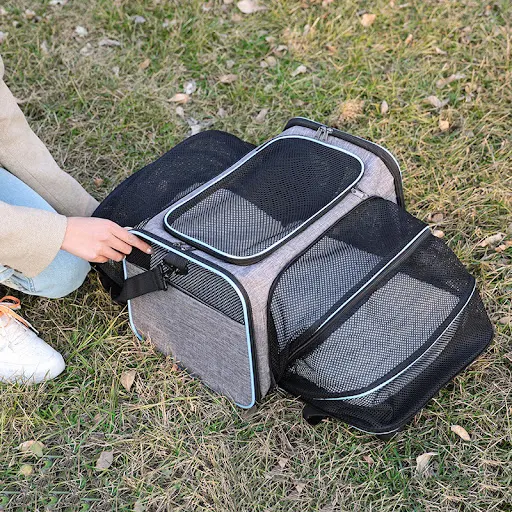 Expandable Dog Cat Carrier Bag Airline Approved Collapsible Breathable Travel Pet Carrier for Dogs