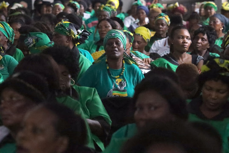 ANCWL members listened attenively to the address of party president President Cyril Ramaphosa's at Umanyano, El-Shaddai Church, Mbombela,.