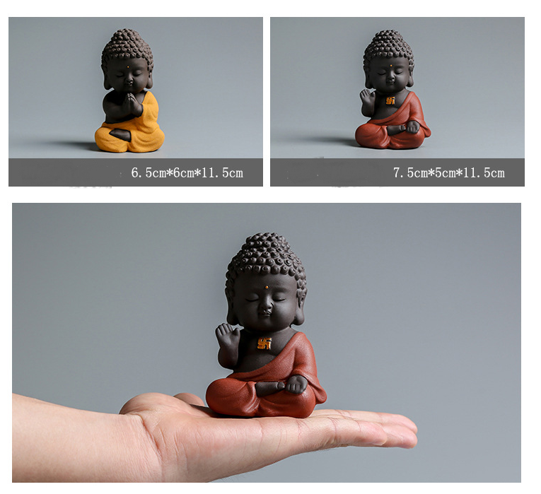 Title 1, Kleine Buddha Statue Dekoration Keramik Lila Sa...