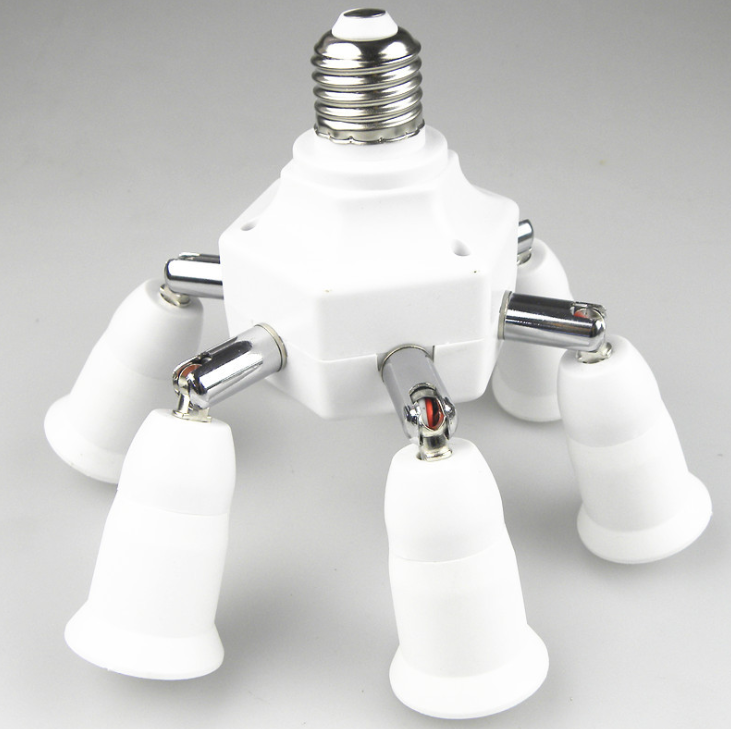 Universal E27 To 6 1 E27 Flexible Extended Light Lamp Bulb Adapter Conversion Socket Head Lamp Holder Converter