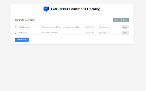 BitBucket Comment Catalog