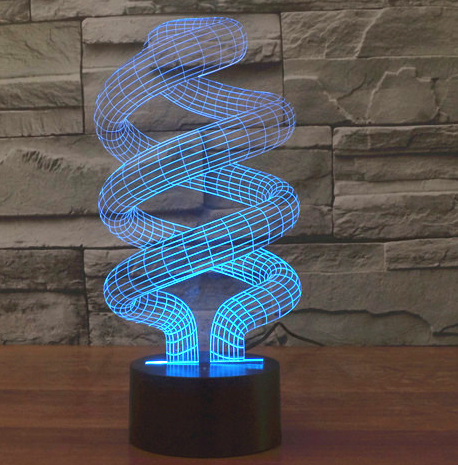 Lâmpada de sonho tridimensional espiral, luz noturna romântica e criativa. Iluminação de baixo consumo, visão única e ambiente especial.