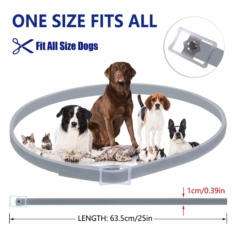 Collier anti-puces et anti-moustiques pour chiens Protection longue durée, facile à utiliser, sûr et efficace pour la santé de votre animal.