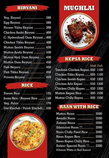 Safeer Multi Cuisine menu 