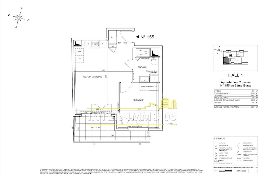 Vente appartement 2 pièces 43.59 m² à Saint-Laurent-du-Var (06700), 325 000 €