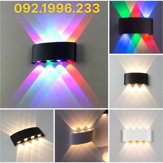 Đèn Trang Trí Hắt Tường 2 Đầu 6 Tia, 8 Tia Chống Nước Tn188 - Decor Lighting( Ánh Sáng Vàng, 7 Màu)