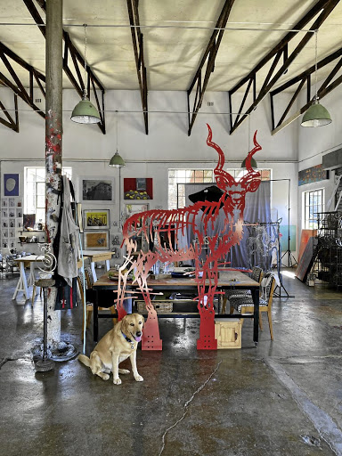 James DelaneyDelayney’s studio, featuring Pablo the dog.