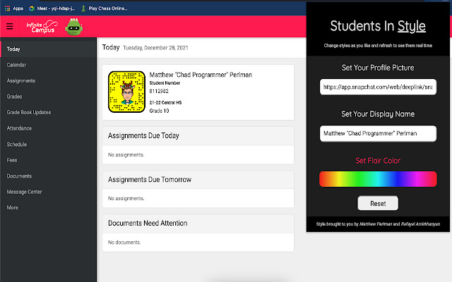 Students In Style chrome extension