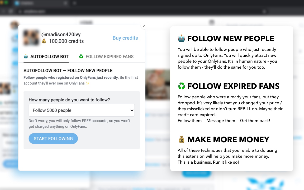 OnlyFans Expired Fans Follower & Follow Bot Preview image 5