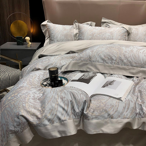 Title 1, Four-piece cotton leopard print duvet cover set...
