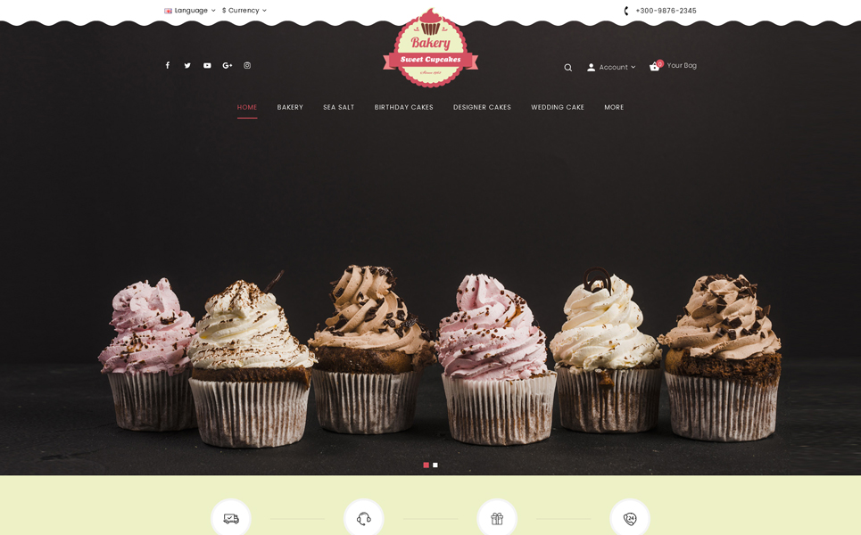 Bakery Sweet Cupcakes Store OpenCart Template