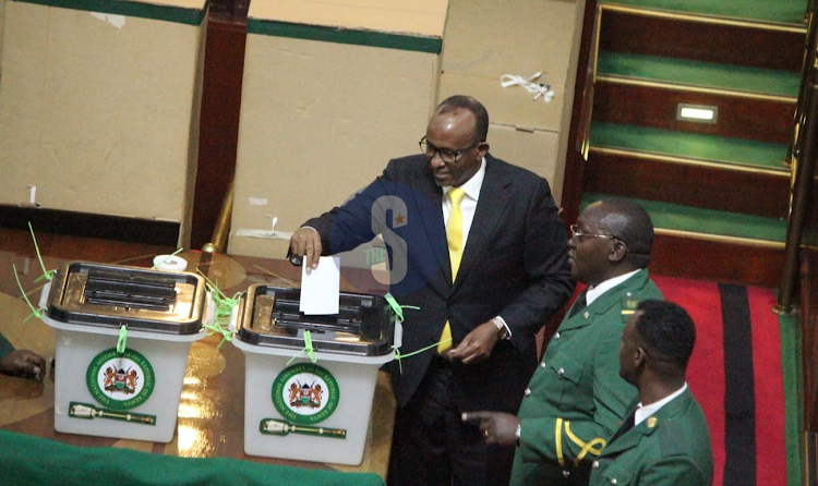 Garissa Township MP Aden Duale casting votes for the 13th Parlaiment Speaker and Deputy Speaker on September 8,2022.