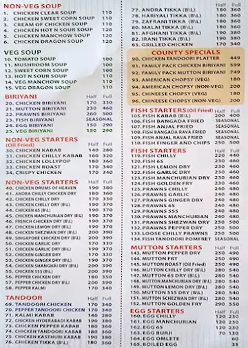 Chicken County, K.G Circle menu 