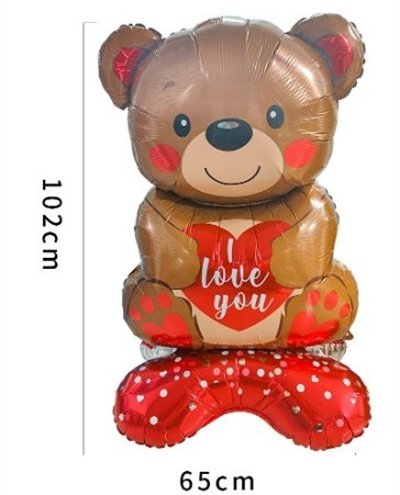 Title 1, Cartoon Love Standing Bear Aluminum Balloon Val...