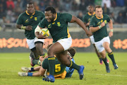 Ox Nche of South Africa A on his way to score during the match between South Africa A and French Barbarians at Orlando Stadium on June 23, 2017 in Johannesburg, South Africa. 