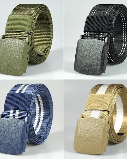 White Automatic Buckle Nylon Army Tactical Men Belt Milit... - 2