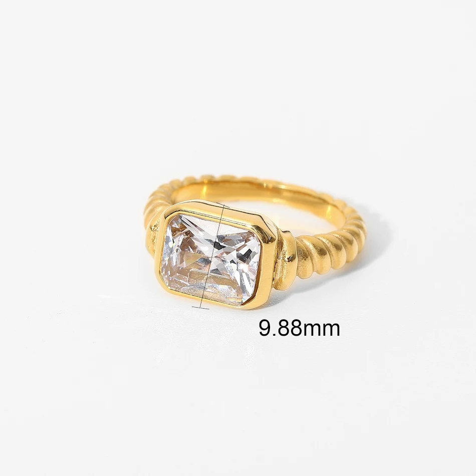 Gold-plated Stainless Steel Zircon Ring. Trendy, durable, and stylish jewelry for women. Perfect for everyday wear and s