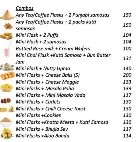 Tea Wheelers menu 