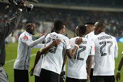 Innocent Maela and team mates celebrating the second goal during the Absa Premiership match between Orlando Pirates and Bloemfontein Celtic at Orlando Stadium on August 03, 2019 in Johannesburg, South Africa.