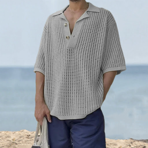 Title 8, Mens Summer V-neck Hollow Short-sleeved Sweate...