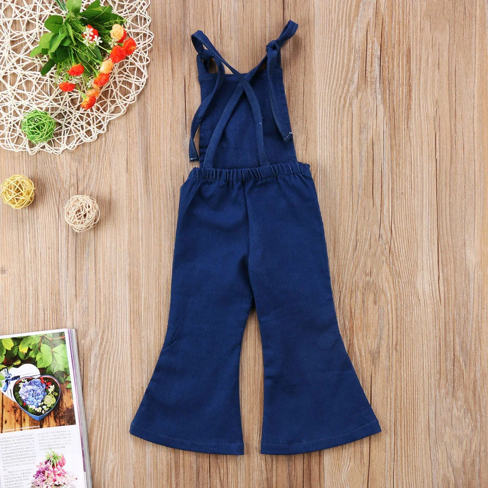 Title 2, Meisjes Donkerblauwe Denim Salopette met Riem O...