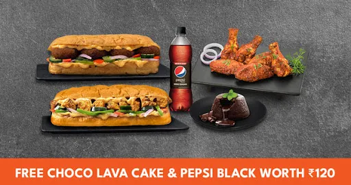 Any 2 Sandwiches + Any Starter [FREE Chocolava Cake & Pepsi]