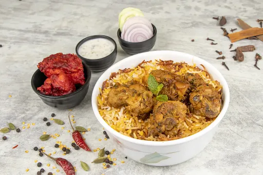 Master Cafe Special Chicken Dum Biryani With Chicken Kabab