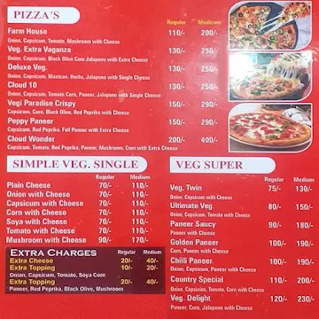 Pizza & Friends menu 