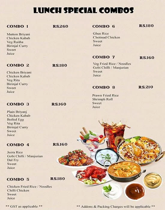 Gate Of Madras menu 