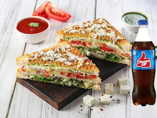 Paneer Veg Grilled Sandwich+ Soft Drink (600 Ml)