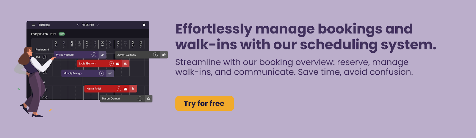 Manage your bookings – button