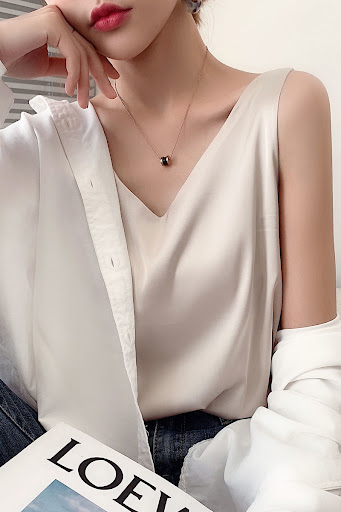 Title 2, Sleeveless Silk Satin Ladies Camisole Bottoming...