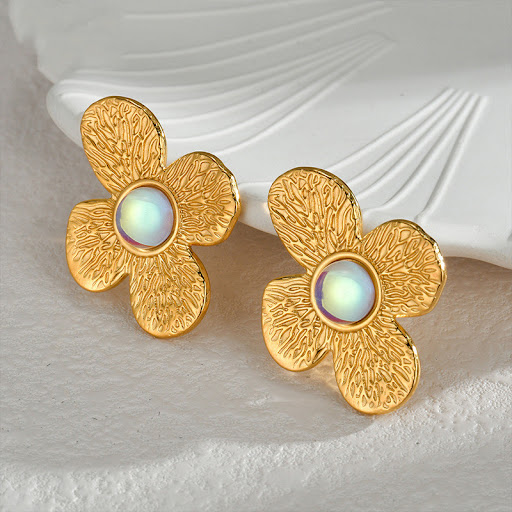 Title 4, Fashion Simple And Irregular Flower Earrings. T...