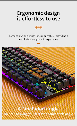 Title 16, K87 Wired Mechanical Keyboard, Green and Red Ax...