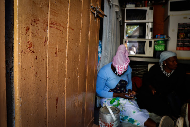 Mbodazwe Elvis Nyathi's blood on the door of his home in Diepsloot. File photo.