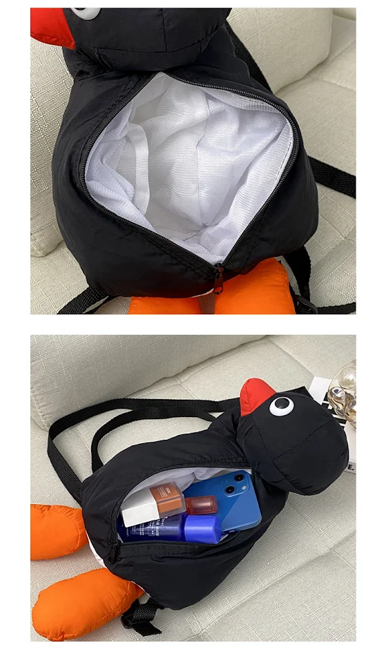 Sac à dos pingouin câlin mignon et amusant en dessin animé, poupée en peluche personnalisée pour enfants, sac à bandoulière. Idéal pour les plus jeunes.