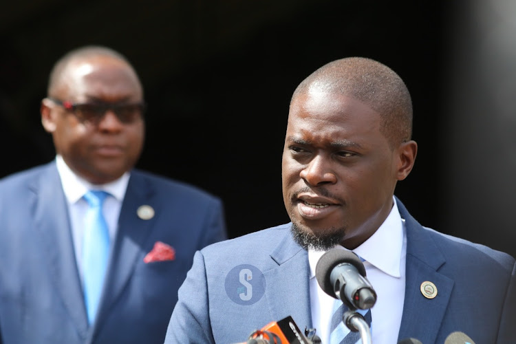 Nairobi Governor Johnson Sakaja during the announcement of his 10-member Cabinet on Wednesday, October 26