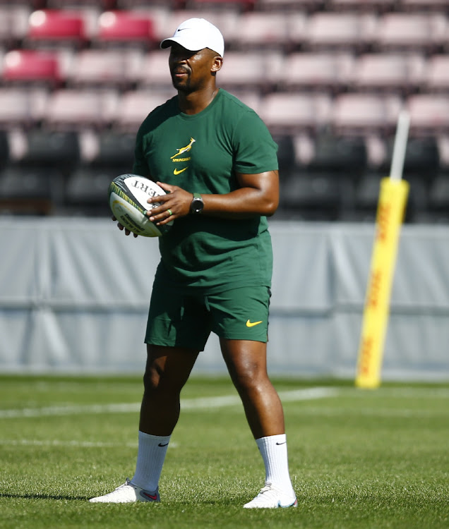 Mzwandile Stick during the South Africa men's national rugby team training session at Twickenham Stoop, London.