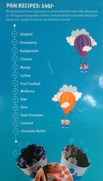 Snowberg Ice Creams menu 