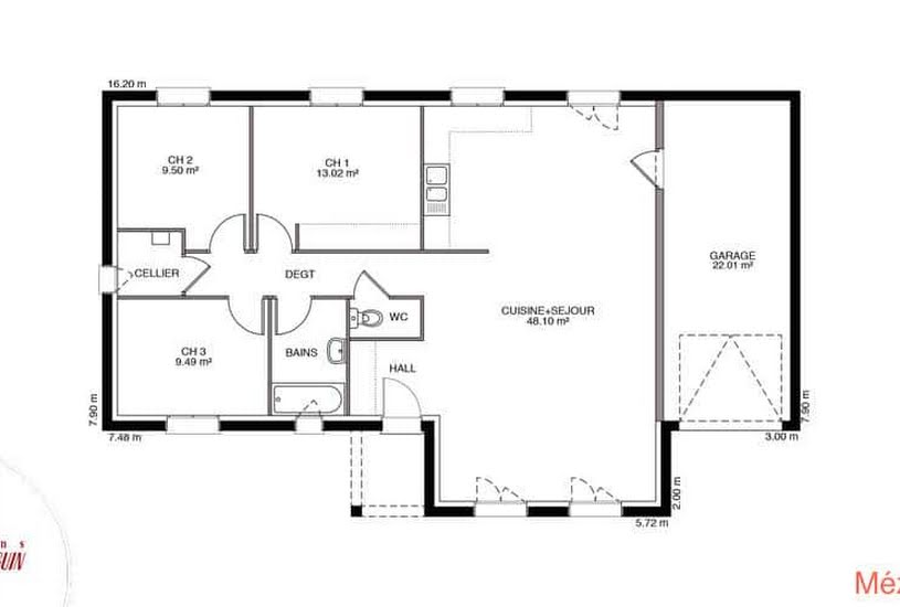  Vente Terrain + Maison - Terrain : 1 199m² - Maison : 110m² à Celle-Lévescault (86600) 