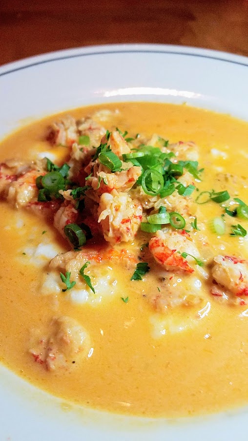 Portland Dining Month at Tapalaya PDX, course 3 of Crawfish Anh Luu - crawfish in a Cajun cream sauce, Bob’s Red Mill Grits