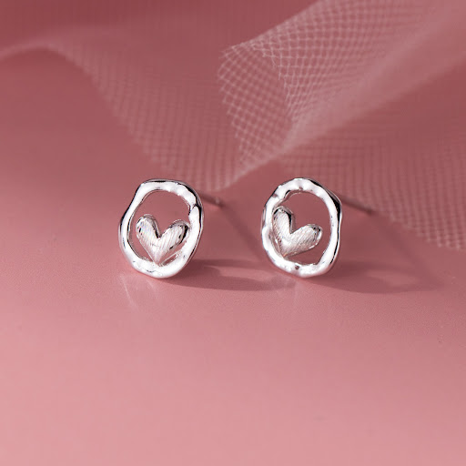 Title 3, Womens Color Brushed Heart-shaped Earrings – A...