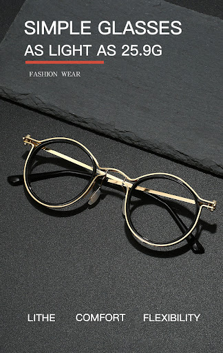 Title 1, Vintage round frame glasses with anti-blue ray ...
