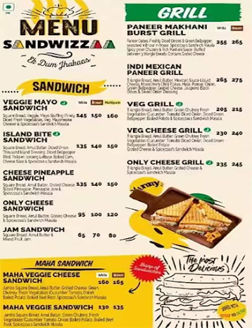 Sandwizzaa menu 