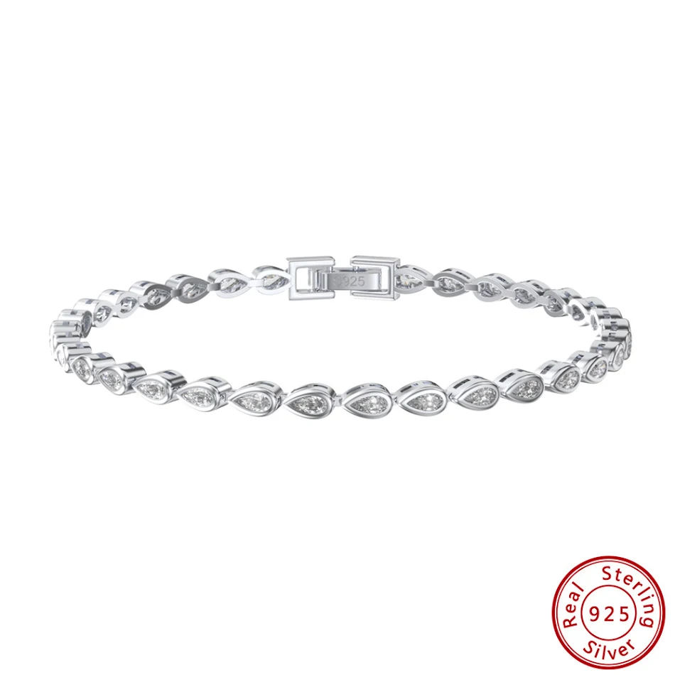 Pulseira de zircônia com gota d'água, personalidade fashion, um acessório elegante e brilhante que realça sua beleza e estilo.