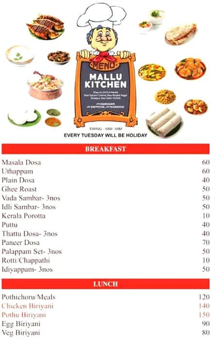 Mallu Kitchen menu 